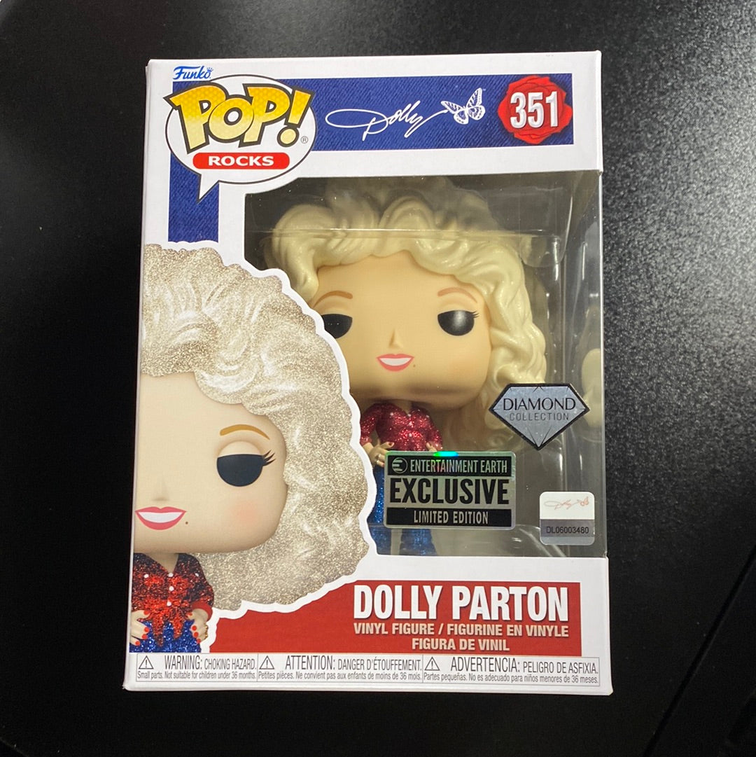 Funko POP! Rocks: Dolly Parton - '77 Tour (Diamond Glitter) #351 (Entertainment Earth Exclusive) - Videguy Collectibles