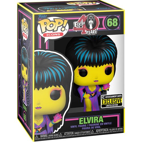 (PRE-ORDER) Funko POP! Icons: Elvira (Black Light) #68 (Entertainment Earth Exclusive)