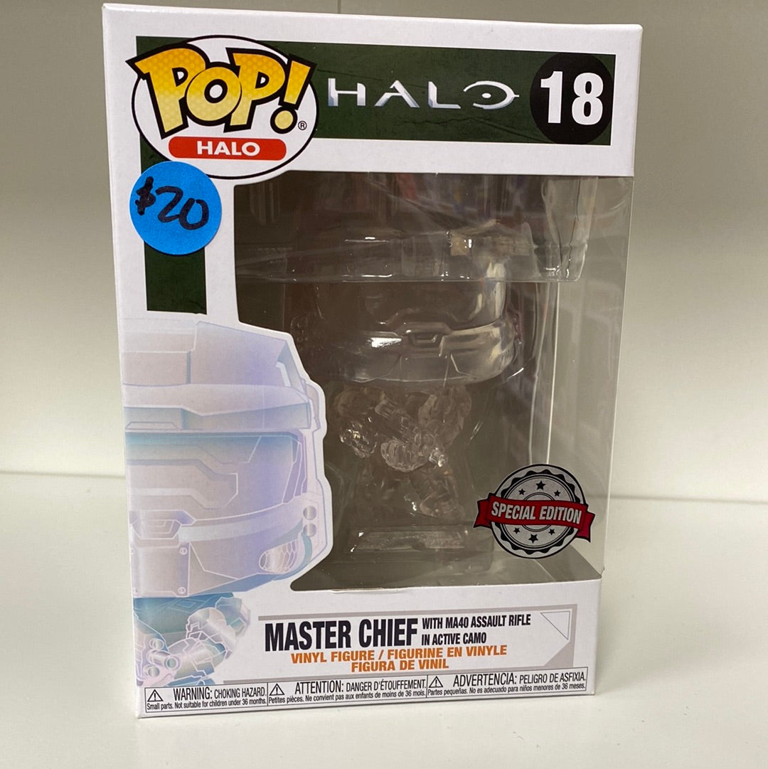 Funko POP! Games: Halo - Master Chief with MA40 Assault Rifle in Active Camo #18 (Special Edition)