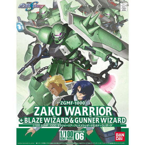 No Grade 1/100 Zaku Warrior + Blaze Wizard & Gunner Wizard