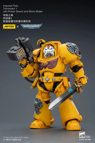 Warhammer 40K: Imperial Fists - Terminator 1 with Power Sword and Storm Bolter - 1/18 Scale Action Figure