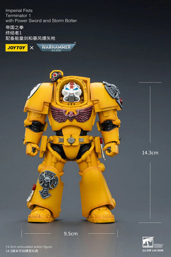 Warhammer 40K: Imperial Fists - Terminator 1 with Power Sword and Storm Bolter - 1/18 Scale Action Figure