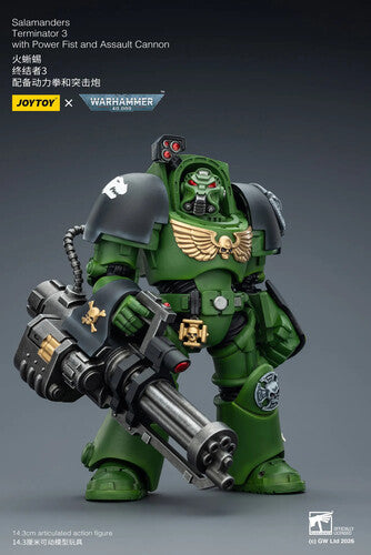 Warhammer 40K: Salamanders - Terminator 3 with Power Fist and Assault Cannon - 1/18 Scale Action Figure