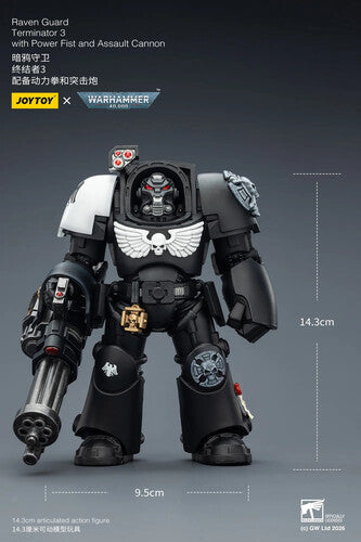Warhammer 40K: Raven Guard - Terminator 3 with Power Fist and Assault Cannon - 1/18 Scale Action Figure