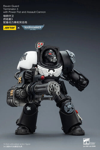 Warhammer 40K: Raven Guard - Terminator 3 with Power Fist and Assault Cannon - 1/18 Scale Action Figure
