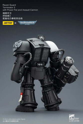 Warhammer 40K: Raven Guard - Terminator 3 with Power Fist and Assault Cannon - 1/18 Scale Action Figure