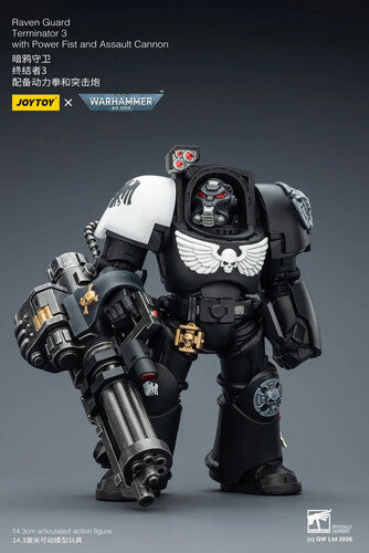 Warhammer 40K: Raven Guard - Terminator 3 with Power Fist and Assault Cannon - 1/18 Scale Action Figure