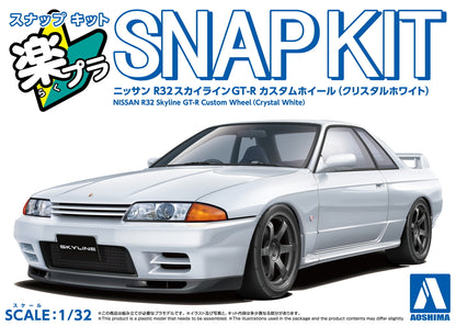 Nissan R32 Skyline GT-R Custom Wheel (Crystal White) - 1/32 Scale Model Kit