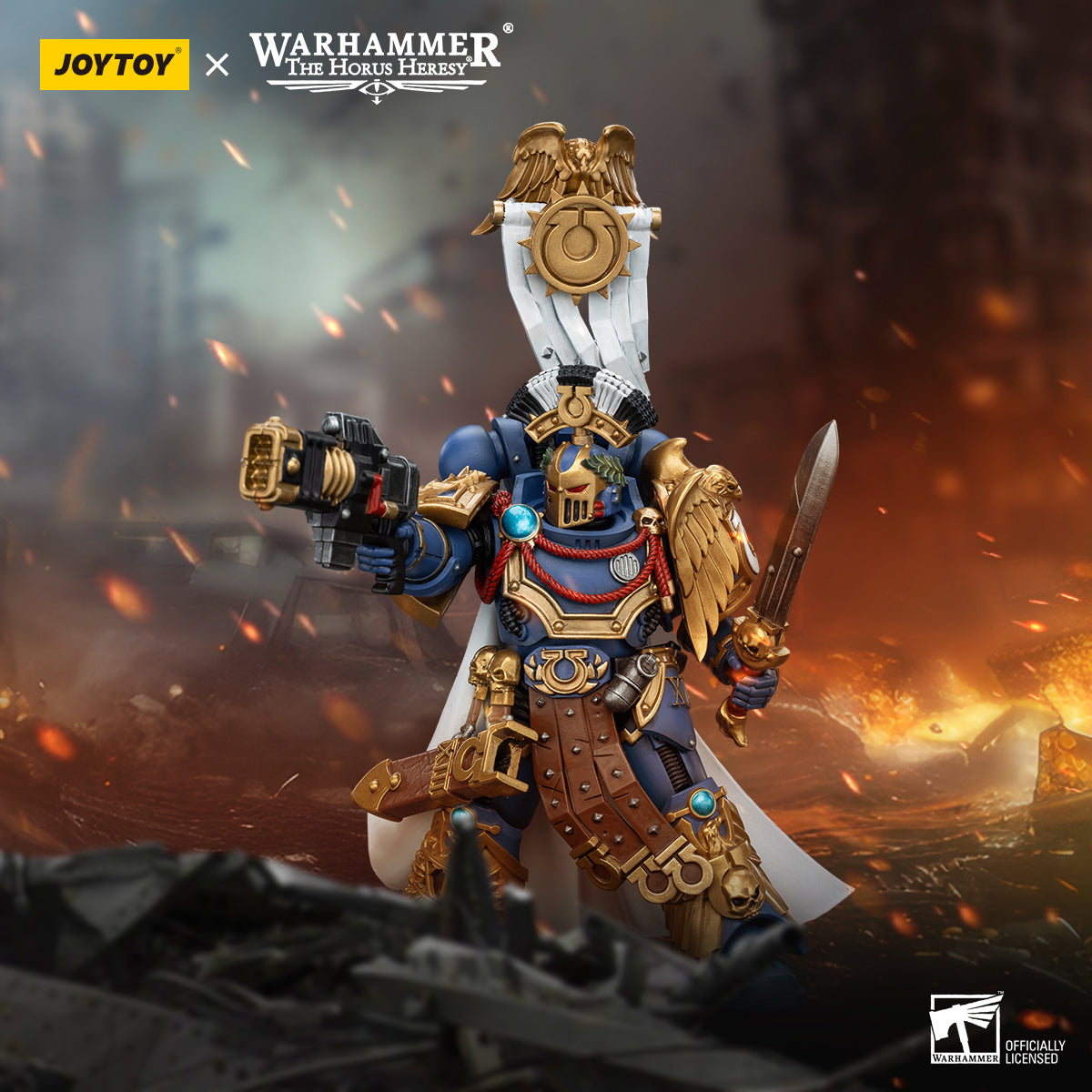 Warhammer: The Horus Heresy - Ultramarines - Legion Praetor with Power Sword and Volkite Serpenta - 1/18 Scale Action Figure