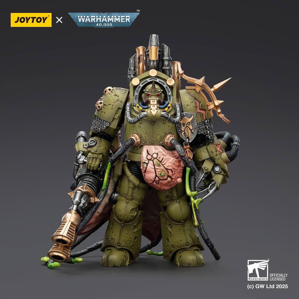 (Pre-Order) Warhammer 40K: Death Guard Lord of Virulence with Plague Spewer - 1/18 Scale Action Figure