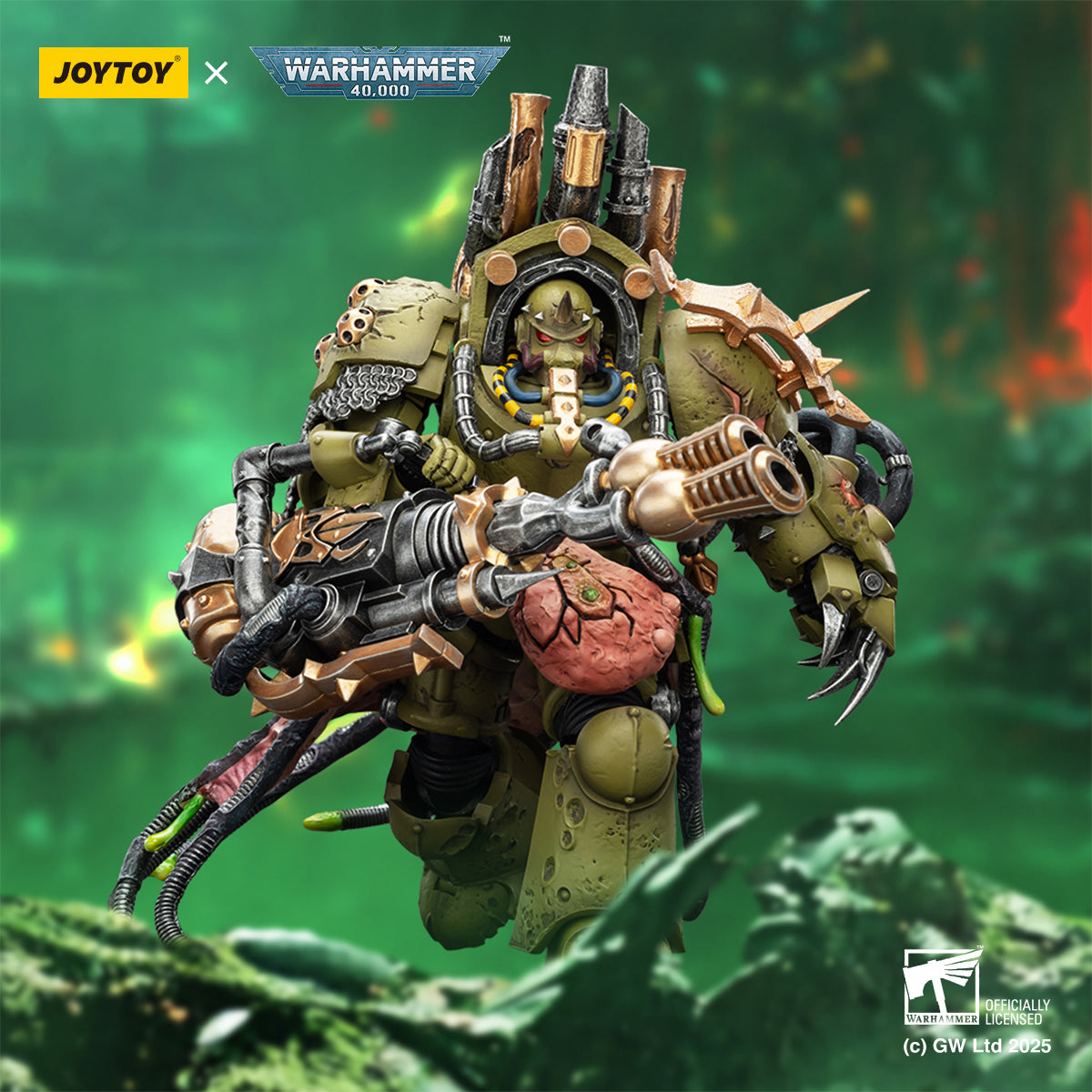 (Pre-Order) Warhammer 40K: Death Guard Lord of Virulence with Plague Spewer - 1/18 Scale Action Figure