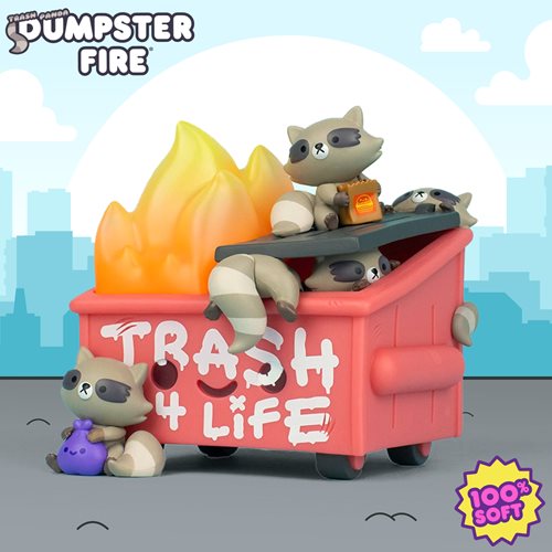 100% Soft: Trash Panda Dumpster Fire - Vinyl Figure - Videguy Collectibles