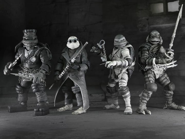 Teenage Mutant Ninja Turtles x Universal Monsters (Black & White) - Action Figure (4 Pack)