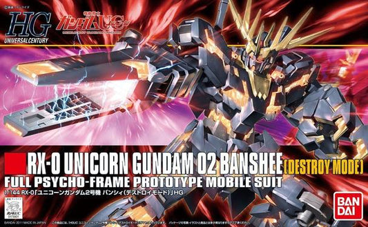 Unicorn Gundam - Unicorn Gundam 02 Banshee (Destroy Mode) #134 - 1/144 HGUC Model Kit - Videguy Collectibles